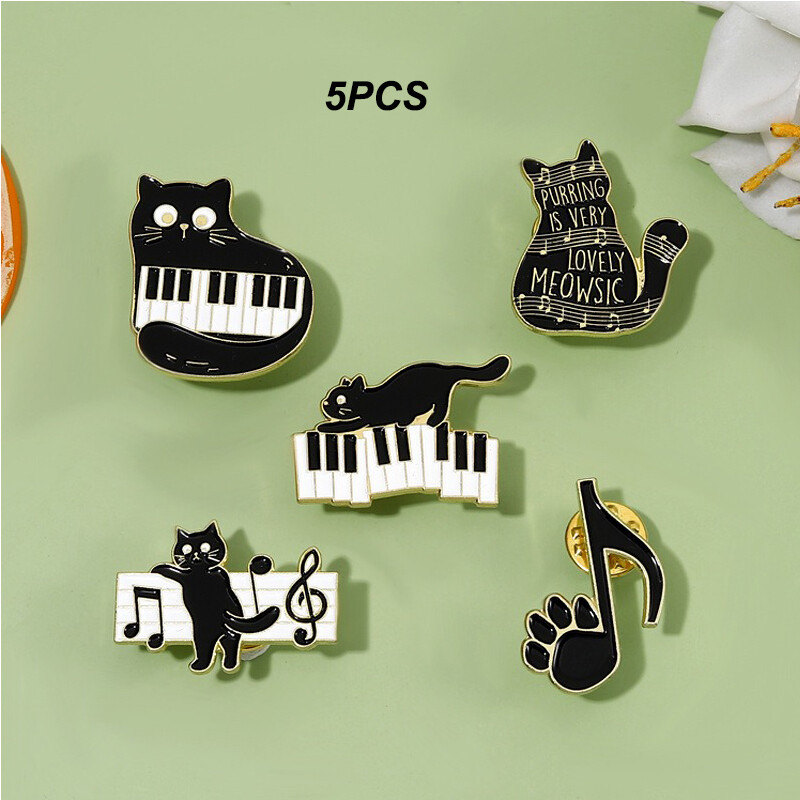 Miioo❤︎ 5PCS Purring Cats Meowsic Enamel Badge Pin Decoration Pins Small