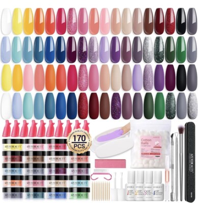 AZUREBEAUTY 170Pcs Dip Powder Nail Kit Starter 36 Colors NEW in Box!