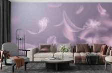 3D Pink Feather Wallpaper Wall Mural Removable Self-adhesive Sticker1812
