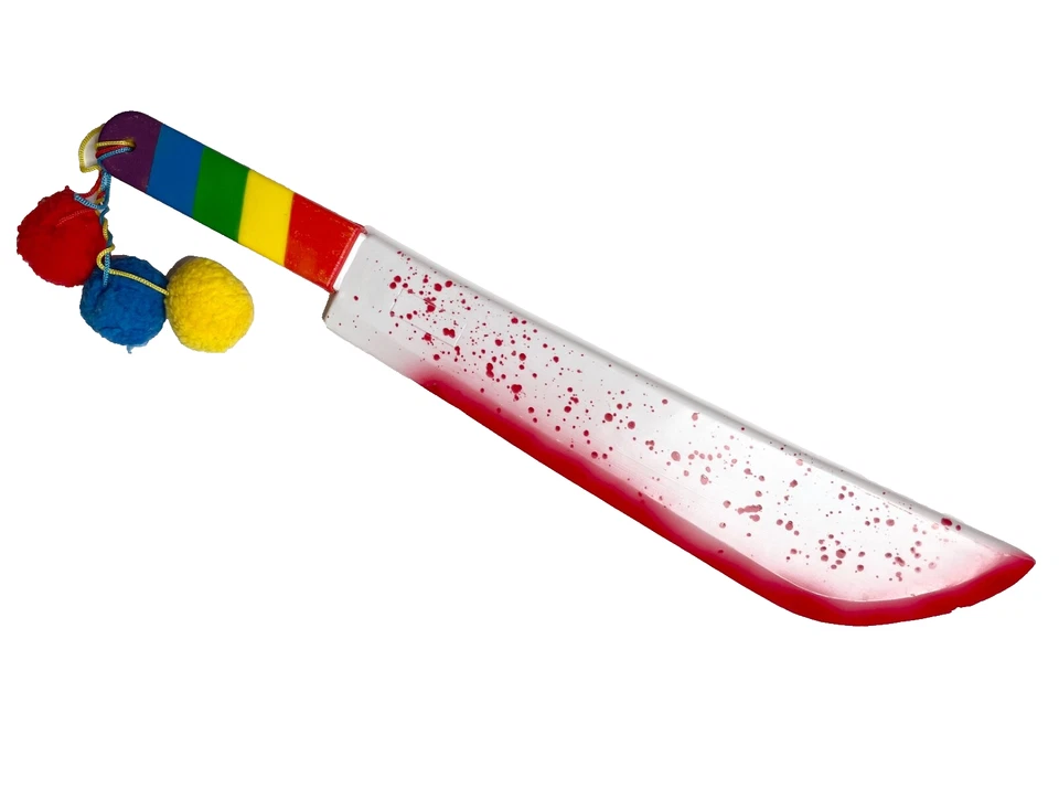 "DISFRAZ DE PAYASO ASESINO HALLOWEEN COSPLAY UTILERÍA ACCESORIO CUCHILLO MACHETE ESPADA 21""" Foto 2 de 4