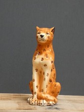  Ceramic Leopard Ornament Figure - 26.5 cm -Orange