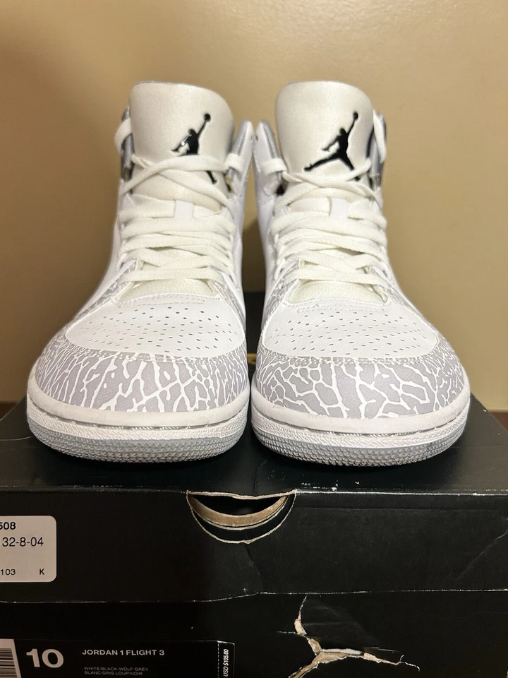 Talla 10 Air Jordan 1 Flight 3 Cement Wolf Gris 706954 103 Para hombres Caja Original VNDS Foto 3 de 4