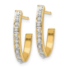14k Diamond Fascination Dust/Accent J-Hoop Post Earrings DF144