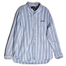 Tommy Hilfiger Men's Shirt 80 s 2 Ply Cotton Blue Striped Button Down Size XL
