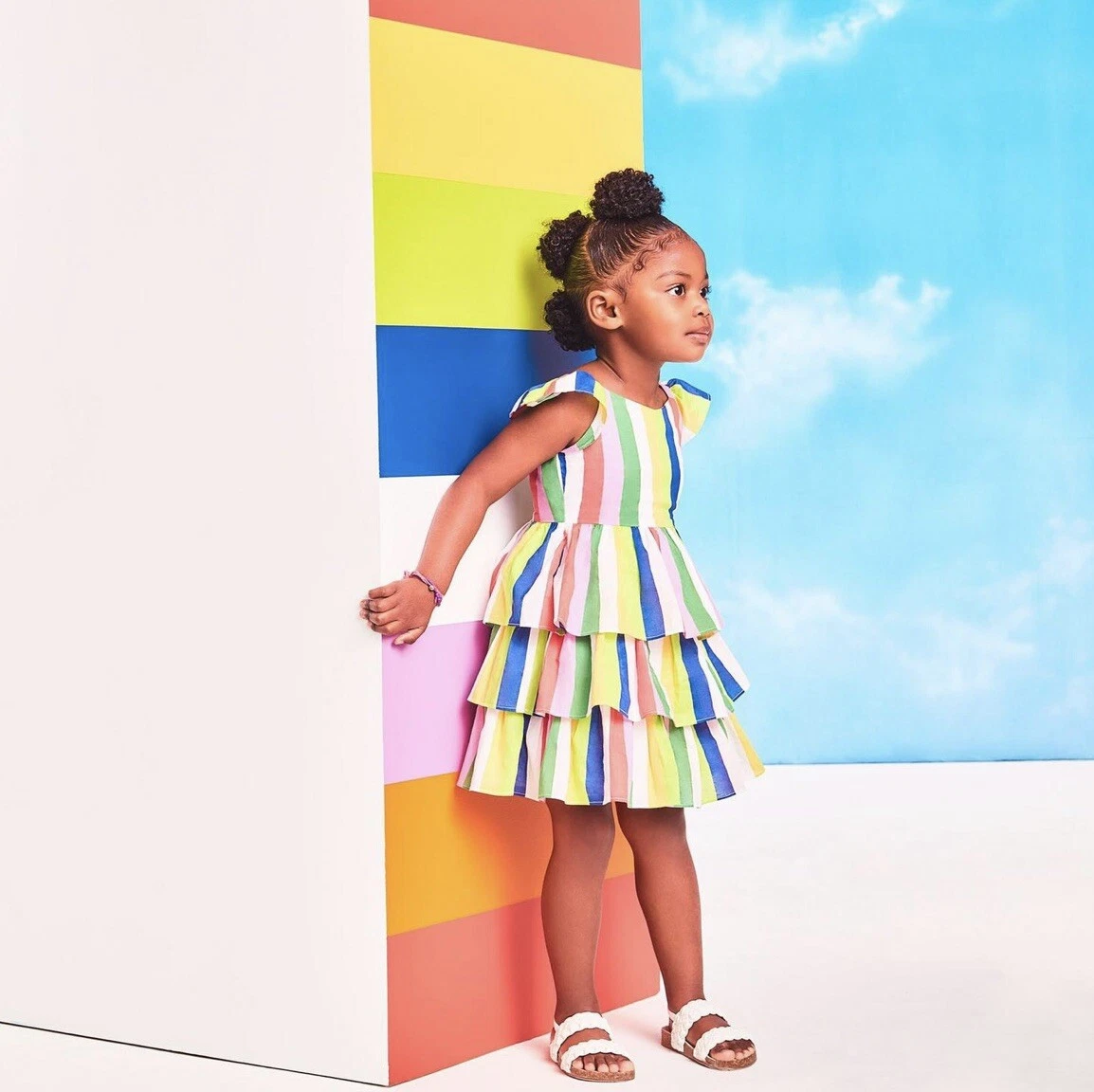 Girls rainbow on sale stripe dress