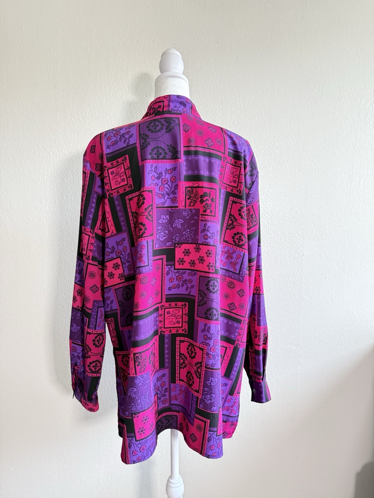 Notations Women's Button Down Blouse Squares Purp… - image 2