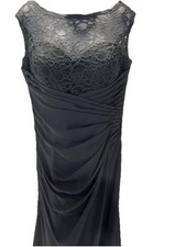 MORILEE MAJORA PEWTER GOWN LACE ROUCHED PADDED CUPS SIZE 16 NEW WITH TAGS