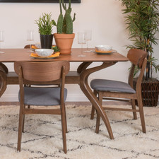 Set of 2 Dark Grey Dining Chairs with Walnut Finish - Chic Cozy