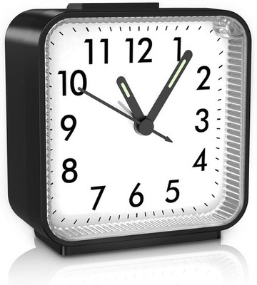Minimalistischer Analogwecker mit großem Ziffernblatt, Snooze-Taste, Schwarz