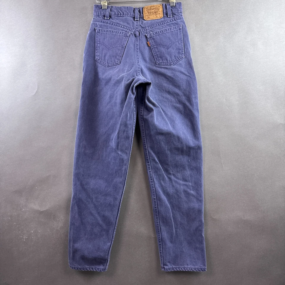 Vintage Levis Jeans Mens 26x30 Purple 90s Orange Tab 560 Student Made USA Loose - Image 4 of 4