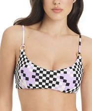 Red Carter Women's Printed O-Ring Bralette Bikini Top, Grace Multi, Medium, 74