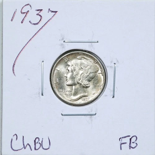 1937 10C Mercury Winged Liberty Silver Dime in Choice BU Condition FB #6280
