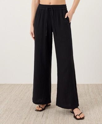 Pact Women s Double Gauze Split Hem Pants Jet Black 29  FCO Size Small