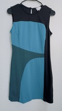 ECI Black Turquoise Polkadot, And Abstract Sheath Dress Sz 4 Sexy Vintage Vibe