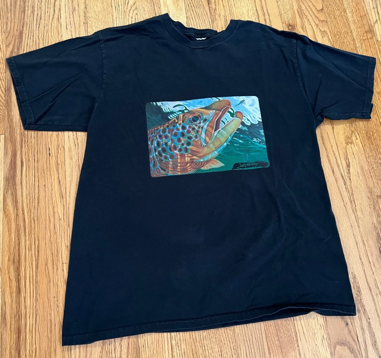 Derek DeYoung Fish Shirt Size Medium Black
