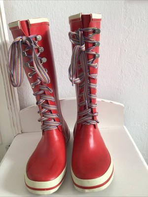 Viking Coole Gummistiefel rot mit Zier-Schnürung 36 Sehr gut