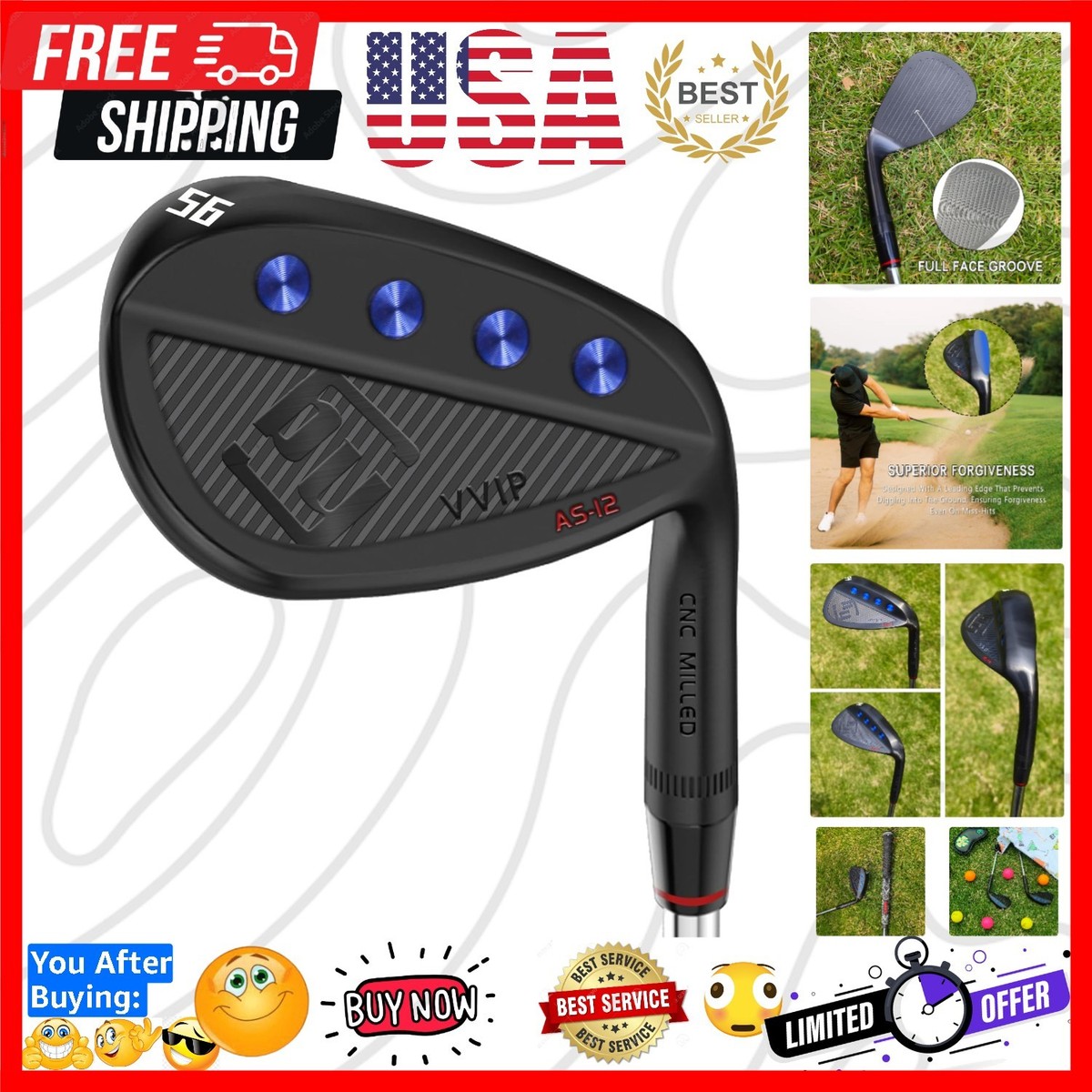 Full Face Golf Wedge Set or Individual Golf Wedges 50/52/54/56/58 