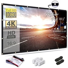 120 inch Projector Screen 16:9 Foldable Anti-Crease Portable Projector Movies...