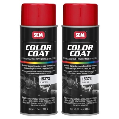 SEM Color Coat Flame Red Aerosol Vinyl Spray Auto Paint 12 oz. SEM 15373, 2 Pack