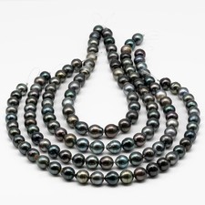11-12mm Drop Tahitian Pearl in Full Strand with Natural Color and High Luster,