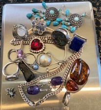 Bulk Lot 925 hallmarked Silver Jewellery 169g Italian S.S Chain, Navajo etc. 16p