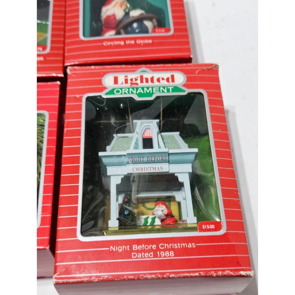 Lote de 6 adornos navideños iluminados con sello de colección Santa Noel Foto 2 de 4