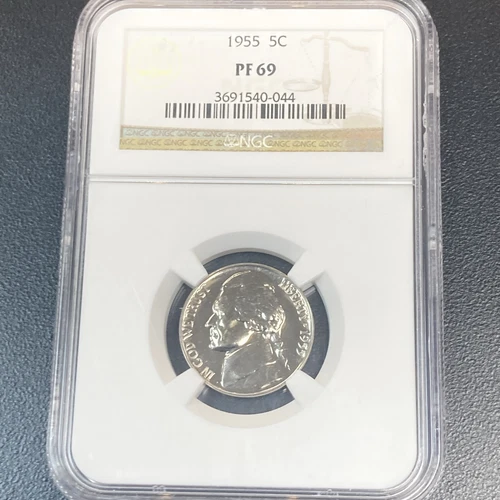1955 Jefferson Nickel 5c, NGC PF69 - Nice White Coin