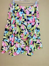Talbots Size 8 Pleated Knee Length Lined Floral Skirt Cottage Core Preppy A Line
