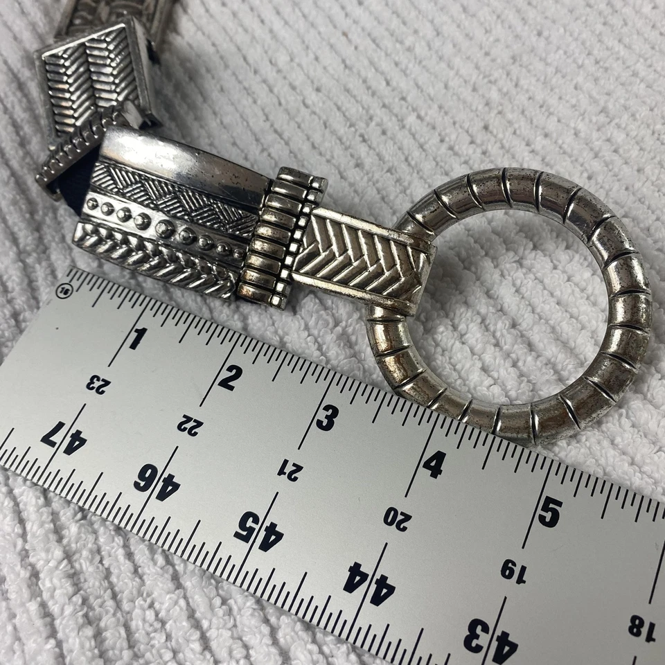 Chicos Belt Womens One Size Black Silver Tone Ring Buckle Stretch Western Boho - Image 4 of 4