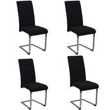 4  Velvet Dining Chairs Chrome legs, Beige Dark Grey, Light Grey Blue Black