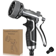Heavy-Duty Metal Hose Pipe Spray Gun, 8 Adjustable Spray Patterns