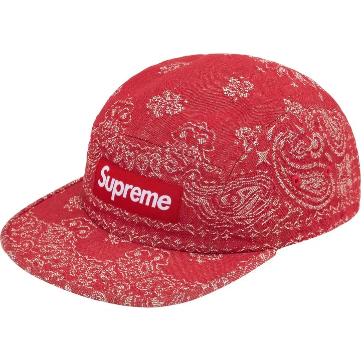 Casquette de camp rouge Supreme SS25 bandana jacquard denim coton taille unique
