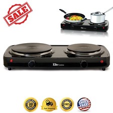 Electric Double Burner Hot Plate Heating Cooking Stove Portable Camping Burner