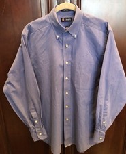 Ralph Lauren CHAPS Mens Blue Long Sleeve Button Down Dress Preppy Shirt Size Med