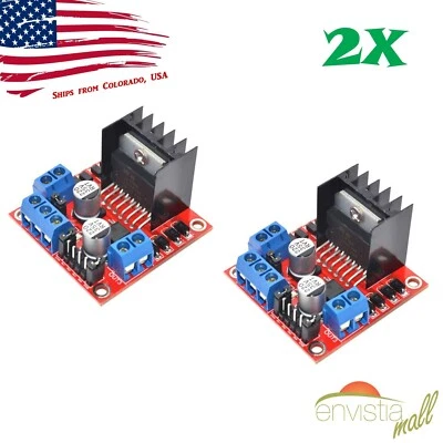 ENVISTIA 2Pcs Dual H Bridge L298N PWM Stepper Motor Drive Controller Board Module