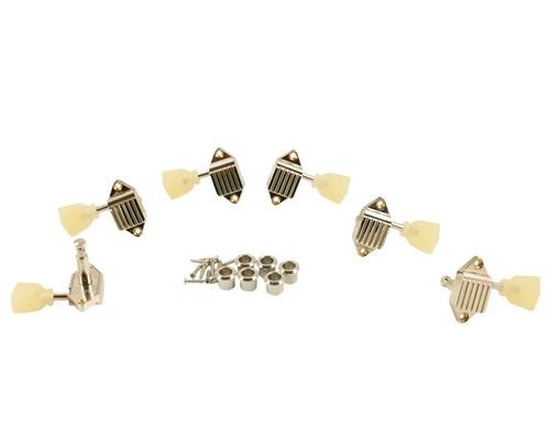 KVDW-3-N  KLUSON® Waffleback 3+3 Pearloid Keystone Button, Nickel Finish.