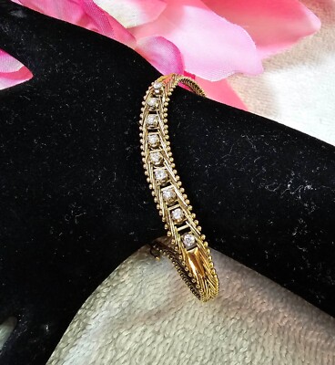 Gemarkt 585 14k Gold Italien Tennis Armband mit sieben Diamanten 7 Zoll -10,20 g -geprüft