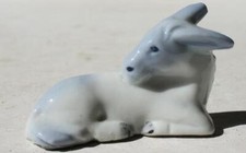 Burro Mula Burro Estatuilla Cerámica Blanco Azul Burro Acostado Estatuilla Japón +