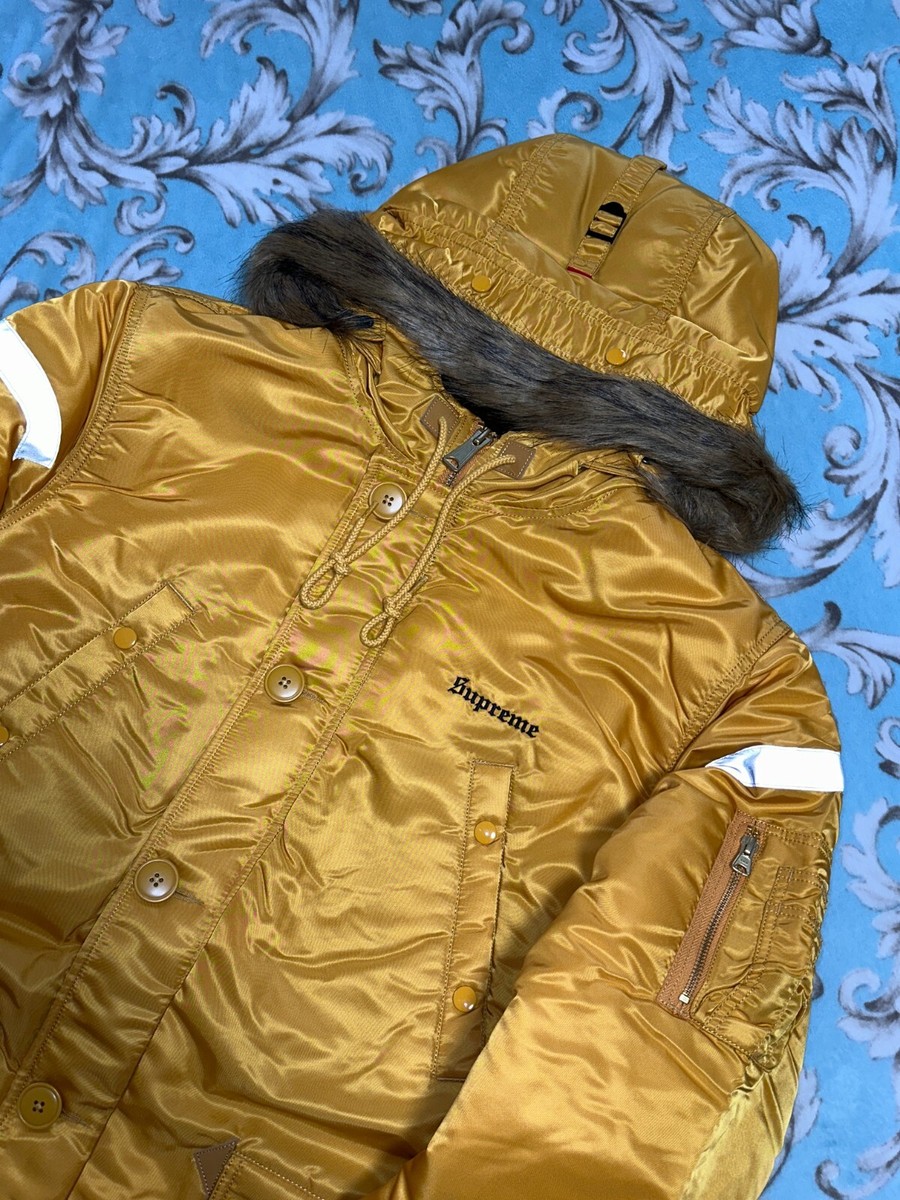 SUPREME REFLECTIVE CROSS N-3B PARKA (XL) (YELLOW) FW17 NUPTSE