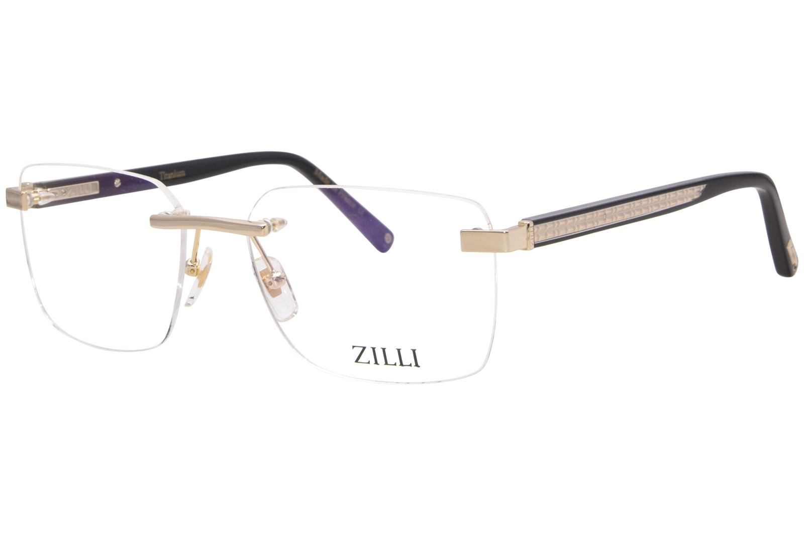 Zilli ZI60077 C01 Мужские очки в блестящей золотисто-черной оправе прямоугольной формы 58 мм 43490₽