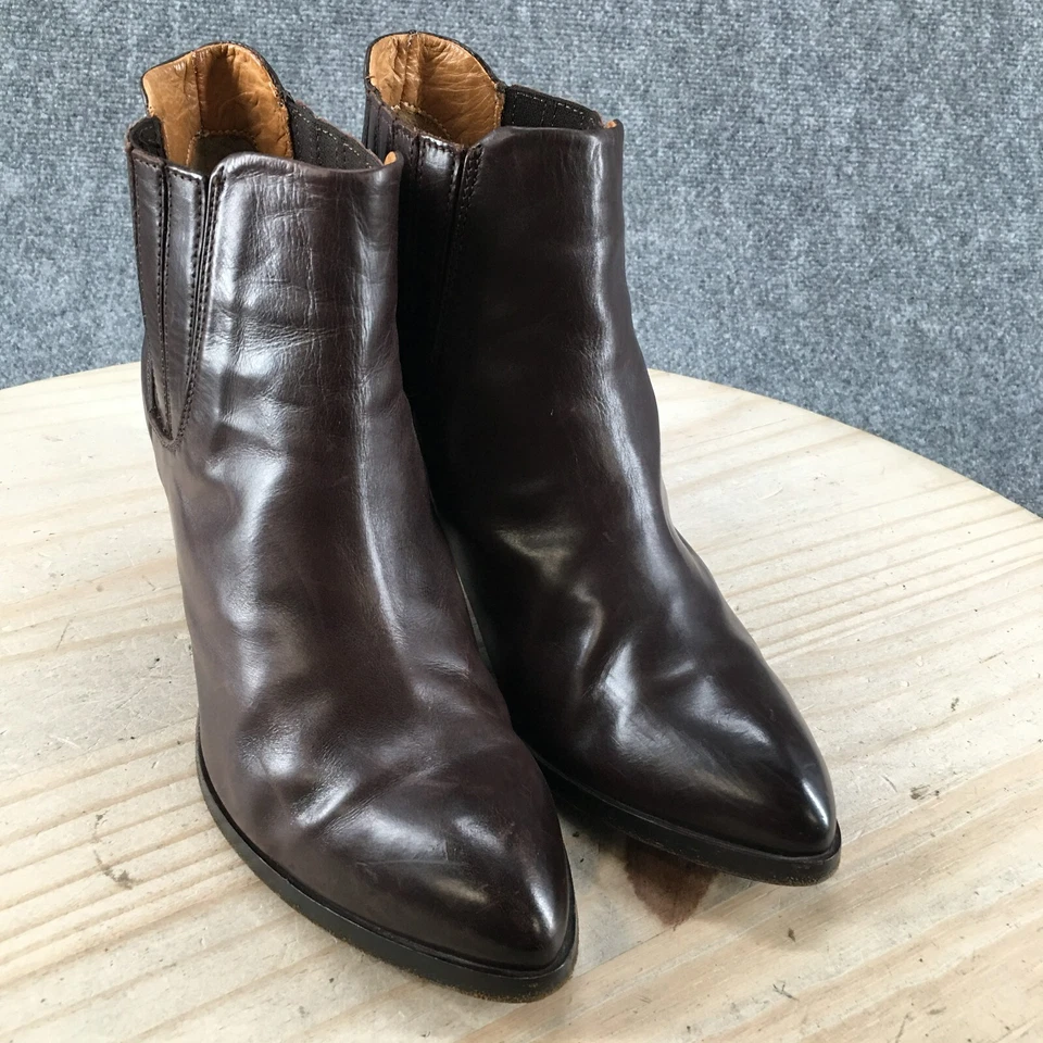 Botas femininas Alberto Fermani 38,5 Chelsea botas couro marrom salto bloco - Imagem 3 de 4