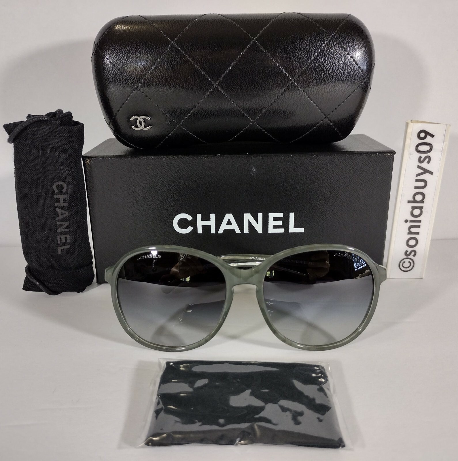 Chanel Women's Round Sunglasses, 5217, Green, Grey Gradient Lenses image 4