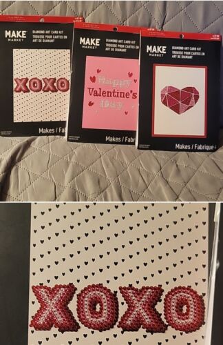 Make Market DIY Diamond Art Card Kit 4ct. Valentine's Day. Bundle of 3