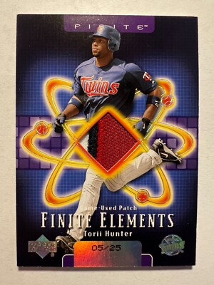 2003 Upper Deck Finite Elements Game Patch #TH Torii Hunter #'d 5/25 Twins