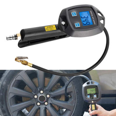 With Inflator Hose Nozzles Car Tester Tire Pressure Gauge 0-255Psi 0-18Bar Monit