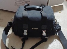 Vintage Canon Large Camera Bag with Silver Metal Accent Strap Feet Pockets