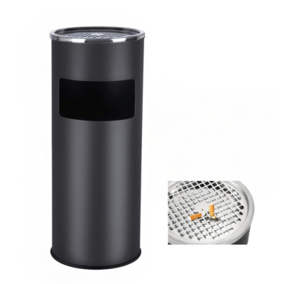 Schwarz Outdoor Indoor Katzentoilette mit Aschenbecher Zigaretteneimer 30L
