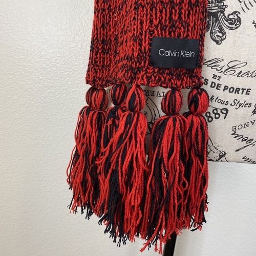 Calvin Klein Chunky Knit Marled Red Scarf - Picture 2 of 4