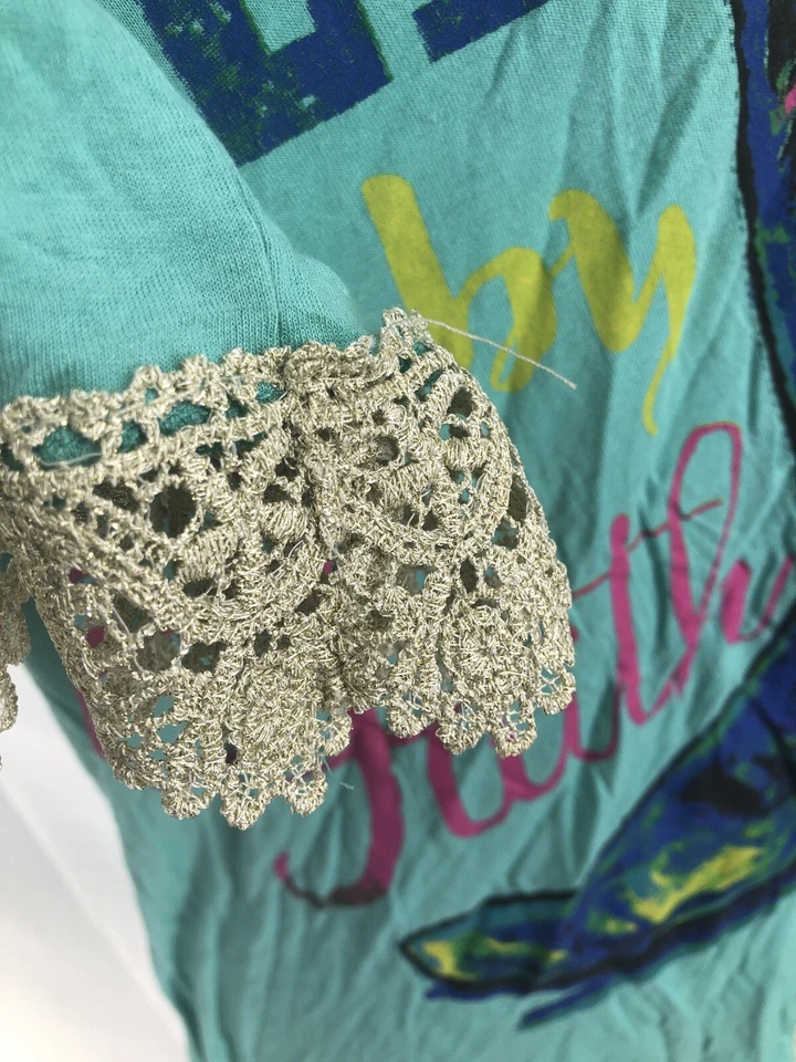 Southern Grace Walk By Faith Bota de Vaquero Turquesa Crochet Encaje Camisa Mediana Foto 4 de 4