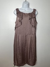 LOFT Sleeveless Sheath Dress Sz 14 Mauve Pink Satin Knee Length New